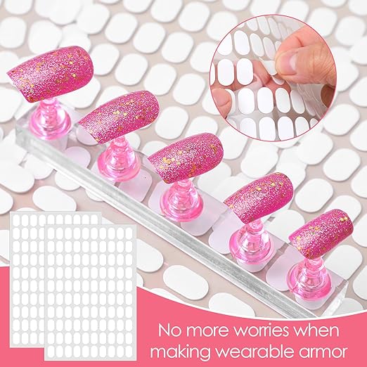 1000PCS False Tip Double Sided Adhesive Nail Tape, Pre-Cut 0.6×0.4in Clear Nail Sticky Tabs Nails Display Strips Adhesive Tabs for Nails Art Display Stand Color Displays Book