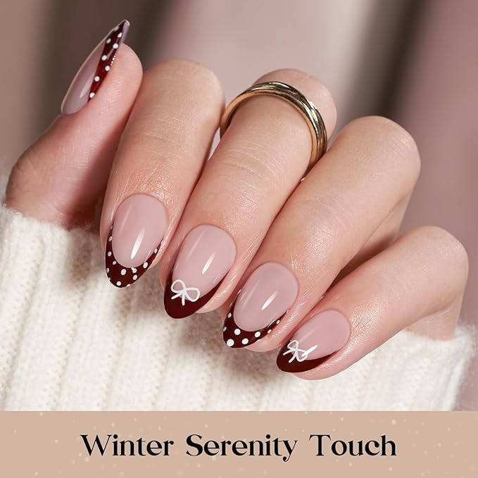 Beetles X Press Red French Tip Press On Nails - Rouge French | 5 Colors Short Almond Press On Nails Valentines | 16 Sizes 160 Pcs Natural Salon Quality For Valentines Nails