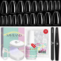 SAVILAND Nail Kit for Beginners: 500 Pcs Nail Tips Pre-Shaped Clear Short Nail Tips with 4-in-1 Nail Glue and Mini Nail Lamp Nail Extension Kit, Nail Art DIY at Home Salon Gift for Women