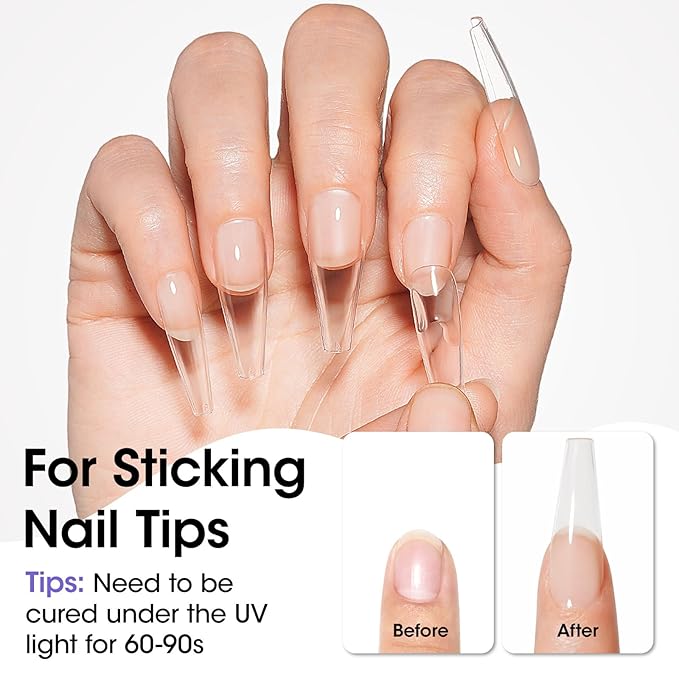 GELLEN Professional 4 in 1 Gel Nail Glue Refill 100ml – Long-lasting Strong Adhesive NailGlue Gel, HEMA TPO TMPTA 3-Free Acrylic Nail Tips Glue for Salon Use, Need U V Light Cured