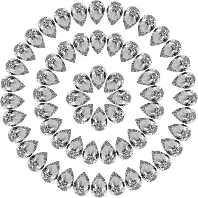 MECCANIXITY Teardrop Rhinestones 7x10mm, 84 Pcs Pointed Back K9 Glass Shiny Drop Shaped Rhinestones Crystal Gems for DIY Jewelry Making Crafts, Light Gray