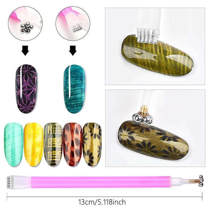 10Pcs Cat Eye Magnet for Nails 3D Cat Eye Nail Art Magnet Strong Pen Double Head Cat Eye Magnet Stick Cat Eye Gel Nail Polish Magnet Manicure Tool For Nails Double-Head Nail Magnetic Stick