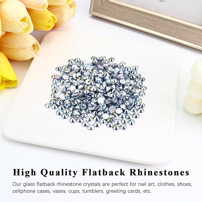 Flatback Crystal Rhinestones Round Gems for Nail Art and Craft Clothes Glue Fix, Crystal Heart (2.3-2.5mm) SS8/1440PCS