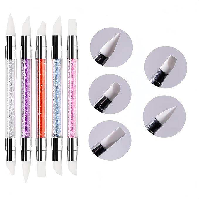 12PCS Professional Nail Art Brush Set,Crystal Handle Liner Brushes,Acrylic & Gel Nail Brush,Double-ended Silicone Nail Sculpture Pen Tools,Nail Sculpture Pincher Tweezer for Manicure,Home Salon Kit