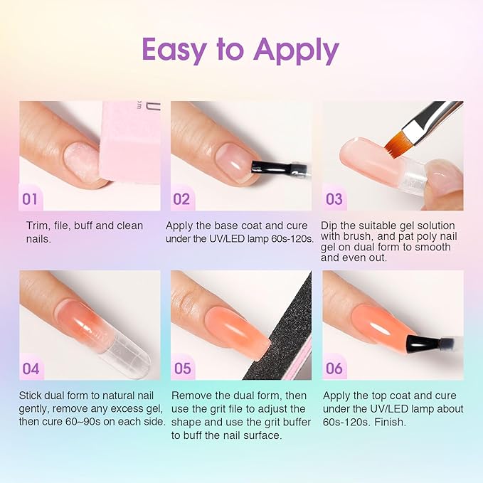 ROSALIND 20 PCS Colors Poly Nail Gel Kit -Neon Poly Nails Gel Kit Starter Kit - Slip Solution Pro Nude Pink Nail Extensions Gel Set With UV Lamp Drill Nail Art Builder Kit