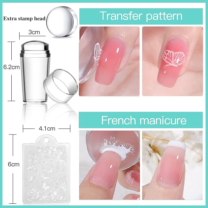 Biutee Nail Stamping Plates Set 15PCS Nail Art Stamper Scraper Nail Art Stamping Kit with Storage Bag Gift Box Nail Stamp Template Kit Lace Flower Butterfly Star Holiday Design