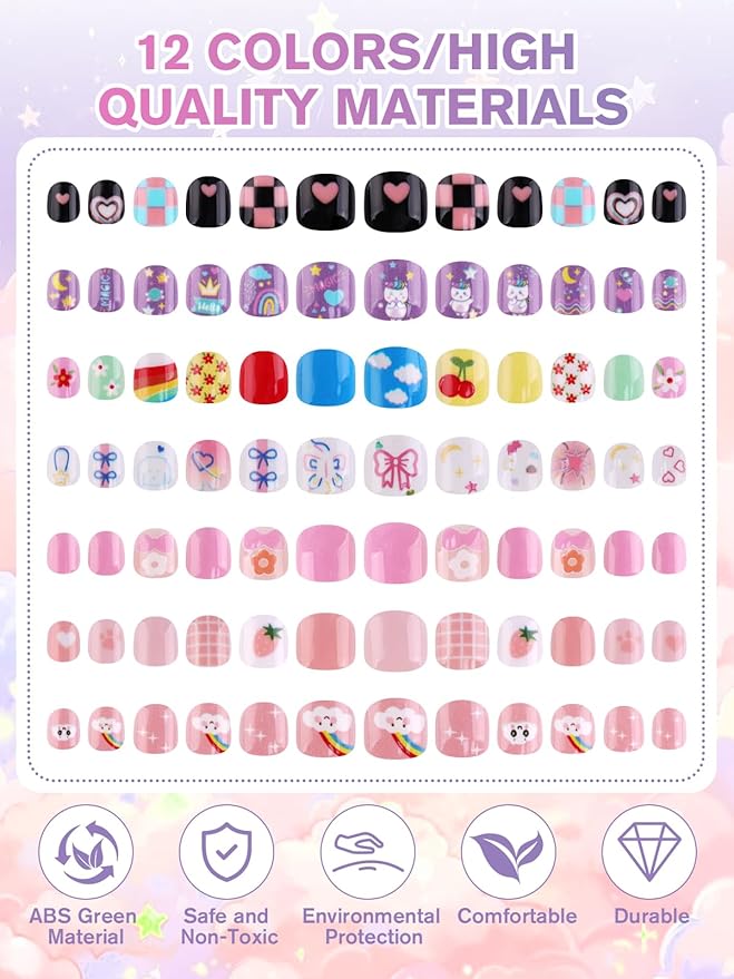 168Pcs Press On Nails Short - EBANKU Cute Acrylic Press On Nails, Almond Glue On Nails with Nail Glue, Fit Perfectly & Natural Stick On Nails in 12 Sizes