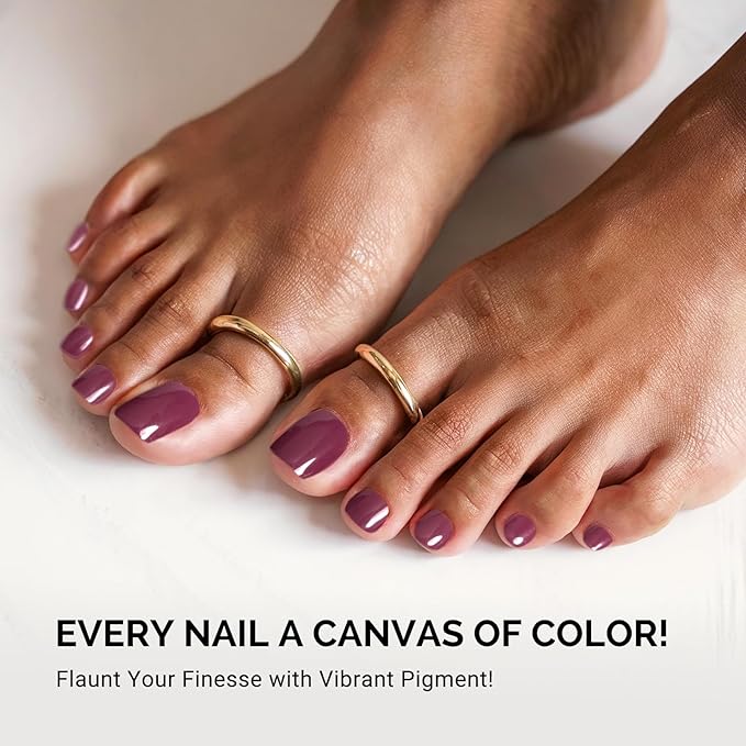 MelodySusie 32Pcs Semi Cured Gel Toe Nail Strips (Wine Red), Pedicure Stickers for Toes, Works with Any UV/LED Lamps, Salon-Quality, Long Lasting, Easy to Apply & Remove