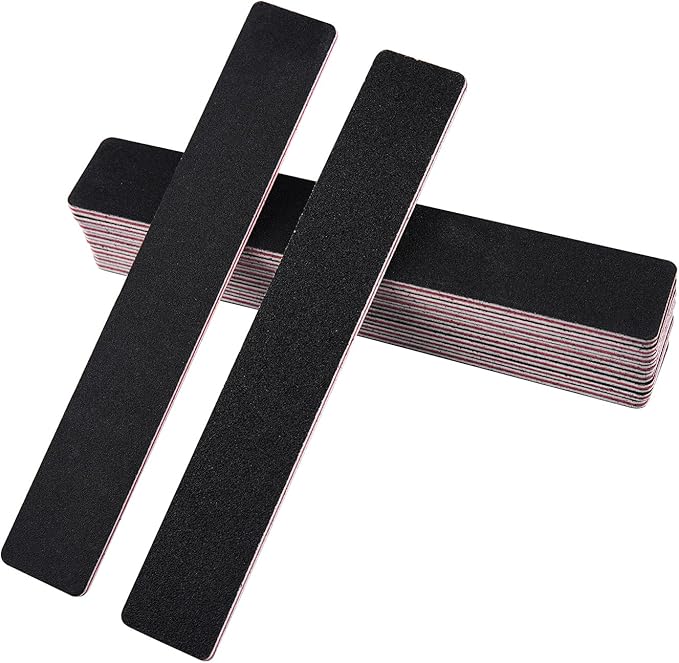 20 Pack Nail Files, 100/180 Grit, Black Professional Reusable Emery Boards Manicure Tool for Acrylic Nails, Nail Buffering Files, Rectangle