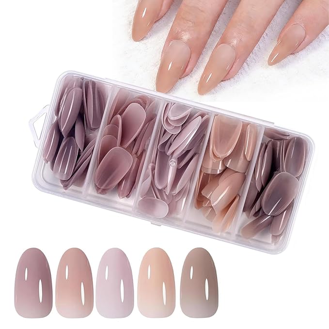 MissCheering Medium Oval Nail Extension 140 PCS - Natural Looking Press On Nails for Home DIY - Gel Fake Nails Fit Any Nail Bed, UV Light Enhanced Adhesion - Women's Gift Idea & Salon Alternative