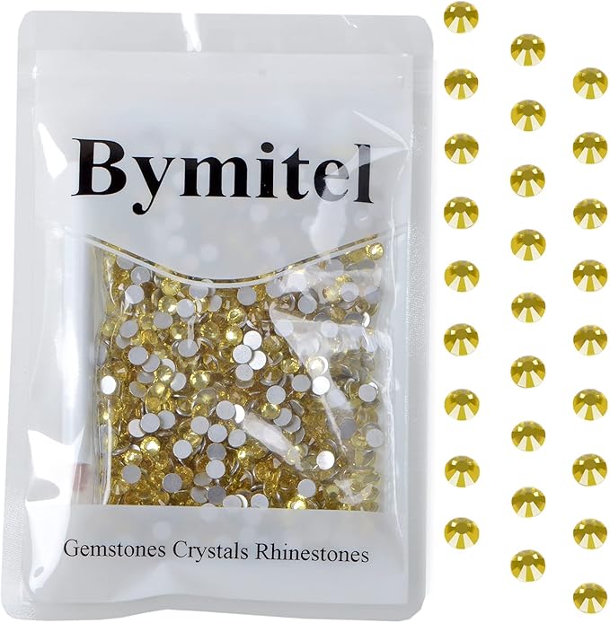 1440PCS Art Nail Rhinestones Non Hotfix Glue Fix Round Crystals Glass Flatback for DIY Jewelry Making with one Picking Pen (ss20 1440pcs, Citrine)