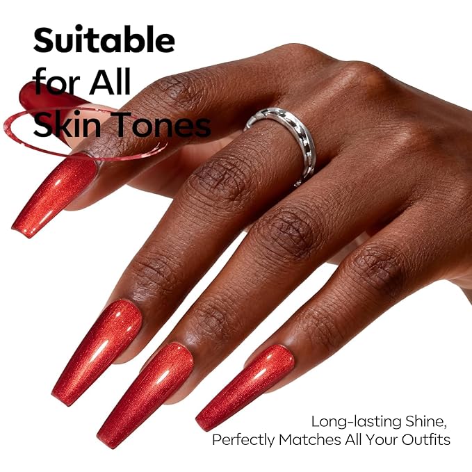 modelones Glitter Gel Nail Polish Pastel Red Gel Nail Polish Soak-Off UV Gel Polish - 28+ Days Long-Lasting Salon-Quality Nail Art DIY Manicure & Gift 15ML