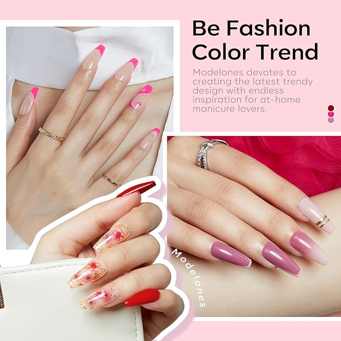 modelones Gel Nail Polish Set 6 Colors White Nude Purple Blue Gel Nail Polish Soak Off LED Manicure DIY Nail Art Salon Home Gift For Women Girl