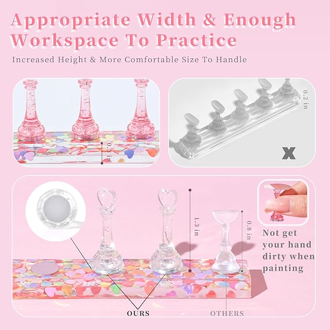 MAYEEN Lovely Nail Stand for Press Ons Upgraded Raised Nail Holder For Painting Nails Press On Nail Stand Nail Holders For Press On Nail Art Nail Practice Display Nail Kit Home DIY Salon Supplies
