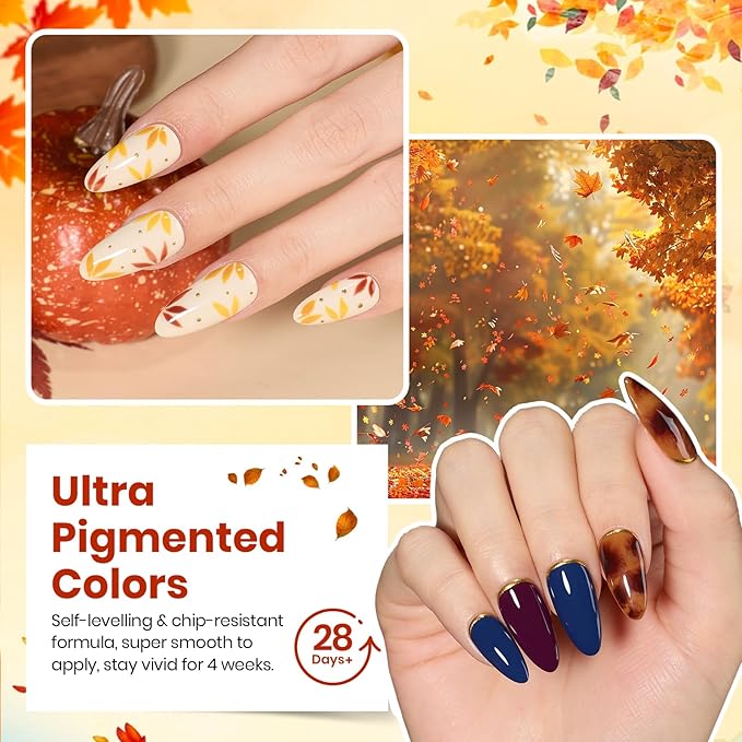 beetles Gel Polish Set - Waltz of Leaves Collection, 36 Trendy Colors Spring & Valentines Purple Green Colors Gel Polish Set With Base and Glossy Matte Glitter Top Coat Soak Off UV Led Holiday Nails