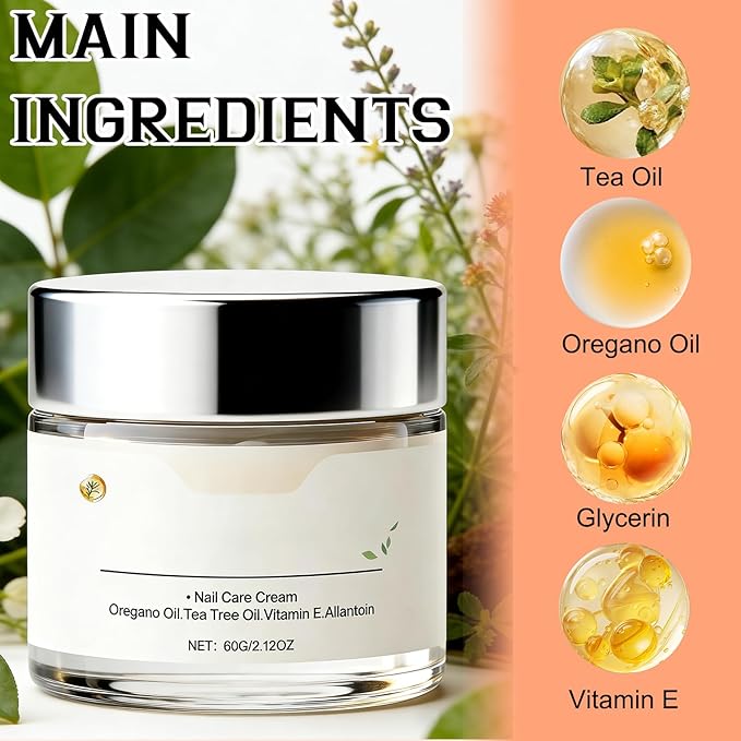 2PCS Nail & Toenail Care Cream, Toenail Nail Repair for Damaged, Strength & Nail Growth Tea Tree Oil, Oregano Oil, Vitamin E, Natural Formula