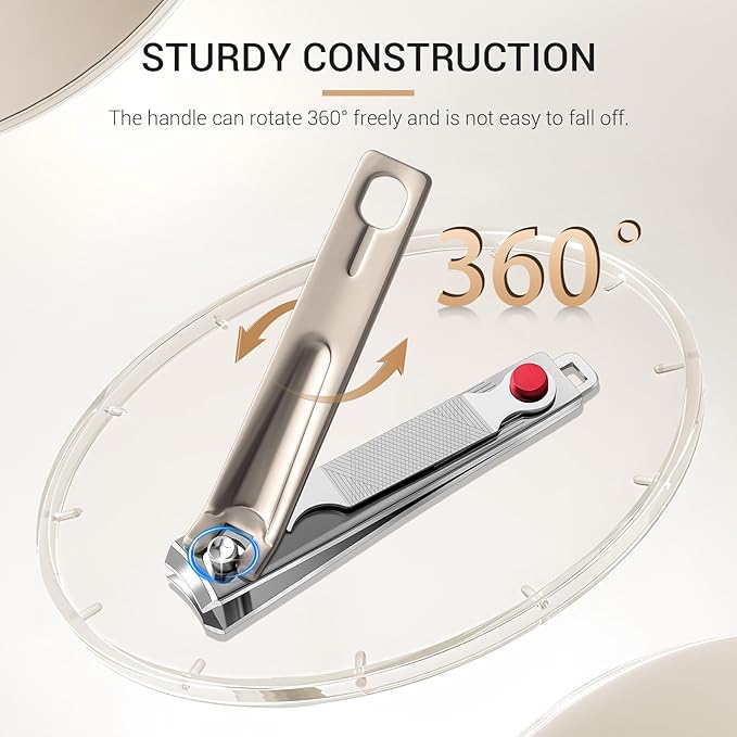 MelodySusie Nail Clippers Set, Ultra Sharp Toenail Clippers with Glass Nail File, 3 in 1 Stainless Steel Nail Clippers for Men Women, Fingernail Clipper Nail Cutter Manicure Set, Champagne