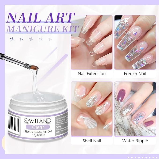 SAVILAND Electric Nail Drill Professional: 35000RPM PRO Nail Drill Kit with Clear Nude Nail Extension Kit