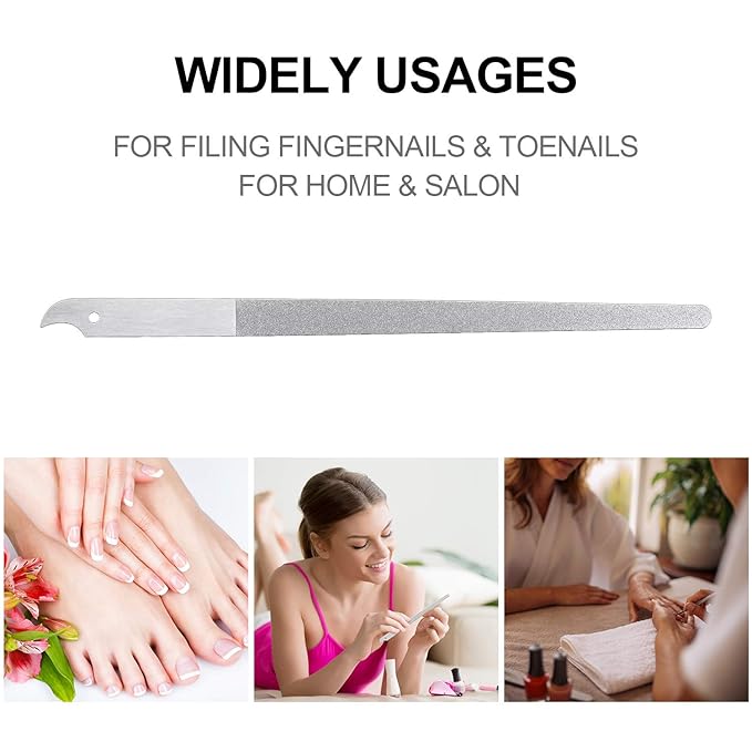 Mudder 8 Packs Diamond Nail File Stainless Steel Double Sided Metal Buffer Fingernail Toenail Manicure Women Men Pedicure Tool for Salon Home, 8 Inch