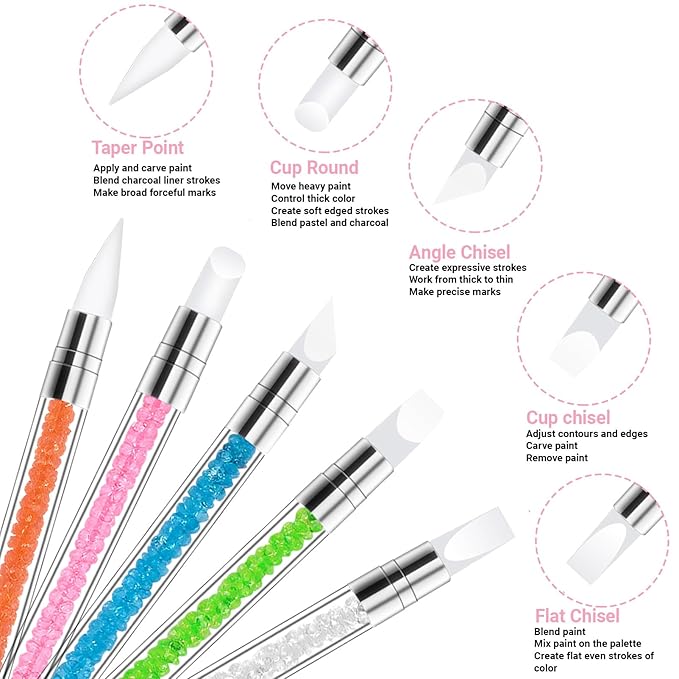 Nail Art Tool Set,27 Pcs Nail Art Brushes Set with Resin Nail Art palette,5 Pcs Nail Art Sculpture Pens,2 Way Acrylic Silicone Carving Pen,Nail Dotting Pen Nail Art Kit for Nail Art DIY Home Salon