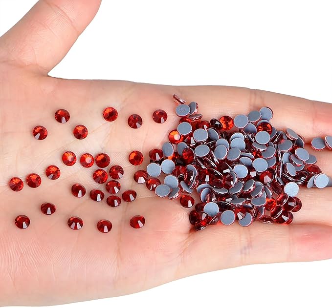 NCB 1440pcs Iron on Crystal Rhinestones Round Gems for Crafts Decoration DIY Jewelry Making (Siam, SS20 4.8mm)