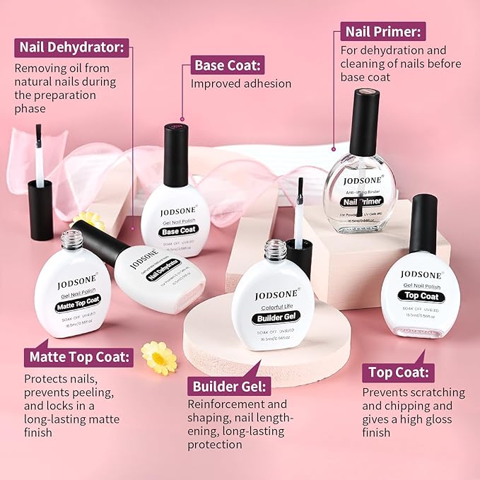 JODSONE 30 Colors Gel Nail Polish Set Same Color Same Bottles 6 PCS of Functional Gel Polish
