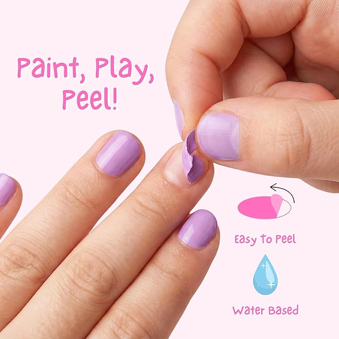 MISS NELLA PIXIE DUST- Peel Off, Odour Free, Water Base & Safe for kids nail polish pack of 3- peach (glitter), lilac & yellow (glitter)