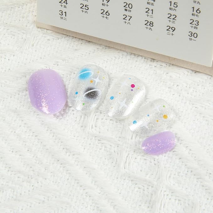 Cute Press on Nails for Kids,Girls Trendy Stuff Fake Nail Kit for Ages 5-12, Pre-glue Glitter Short Acrylic Nail Stick on Nails, Great for Girl Birthday Gifts, Parties&Makeovers Decoration