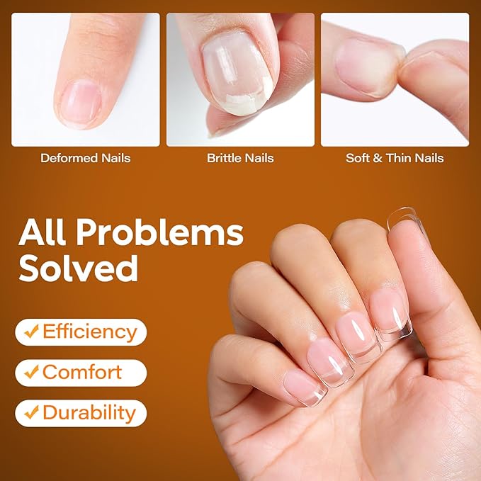 Nicedeco Gel Nail Tips Short Square Shape Nails, 504Pcs Pre Shaped Soft Tips Full Cover False Nails for Gel Nail Extensions Press on Nails - 011