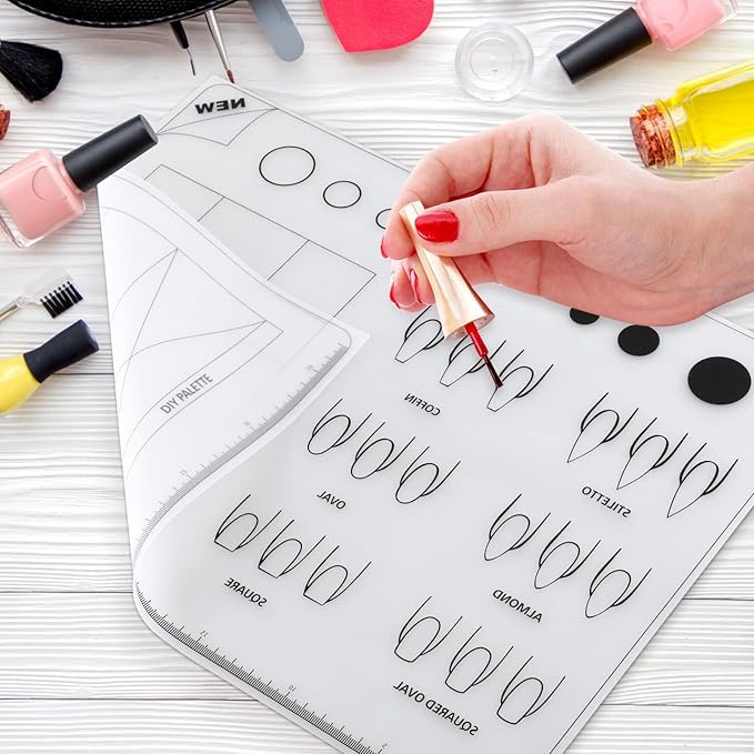 Beaupretty nail coloring pad Acrylic nail training mat Nail art practice mat Silicone Nail Art Stamping Mat Silicone nail stamping mat Silicone nail mat manicure nail polish