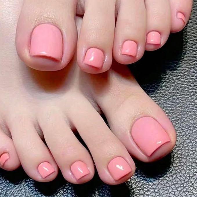 26 Pcs Pink Semi Cured Gel Toe Nail Strips Pink Gel Nail Stickers Full Cover Nails Wraps Self Adhesive Toe Nails Polish Strips Stickers for Women UV/LED Light Required