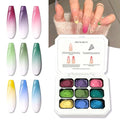 9 Colors Gradient Blooming Gel Nail Polish Palette, Aura Nail Art Kit for Blush Nails, Solid Creamy Gel for Ombre Nails, Sponge Patting Painting Gel, UV/LED Cured Nail Art Set for Beginners