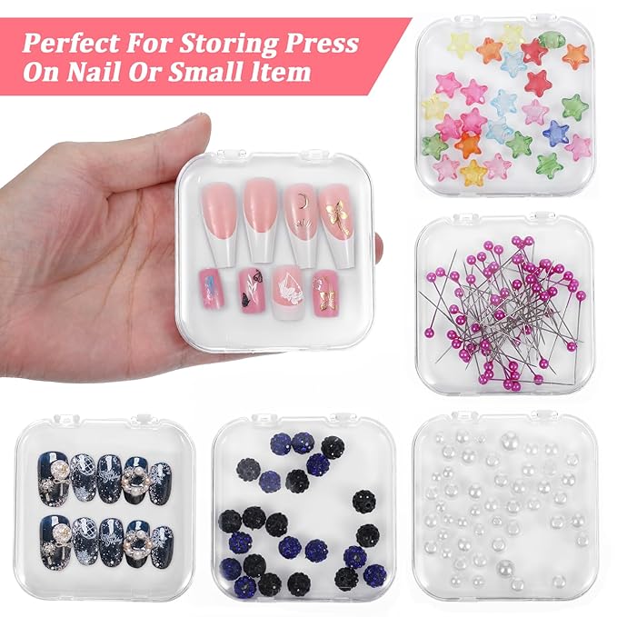 4PCS 2.95" Nail Art Display box Acrylic Press On Nail Storage Box Packaging Box with Adhesive Double Sided Tape for Nail Business Nail Art Nail Salon(White)