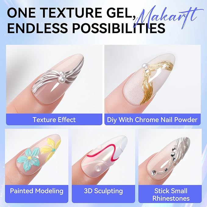 Makartt 3D Gel Nail Art: 3d Sculpting Gel for Nail Art Mirror Chrome Nail Powder Gels Polish Craving 3D Metal Painting Drawing Design Sculpture Gels Nail Decoration Manicure DIY
