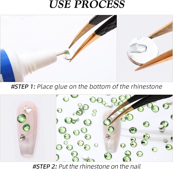 Light Green Flatback Rhinestones, Glass Rhinestones for Nail Art and Craft, Glue Fix, Loose Crystal Gemstones(Lt.Green, SS6, 2880pcs, 1.9-2.0mm)