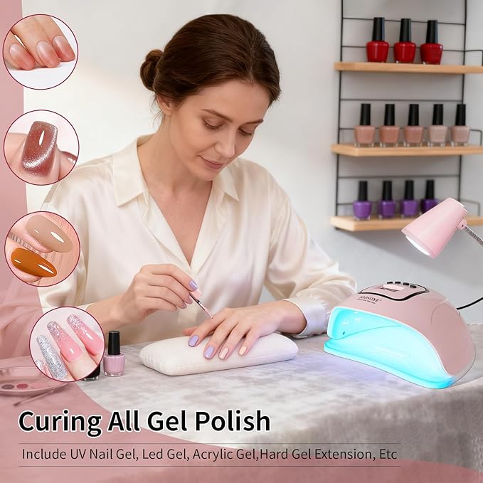 JODSONE U V LED Nail Lamp, Nail Dryer for Gel Polish with Led Light with Automatic Sensor & 4 Timers Pink