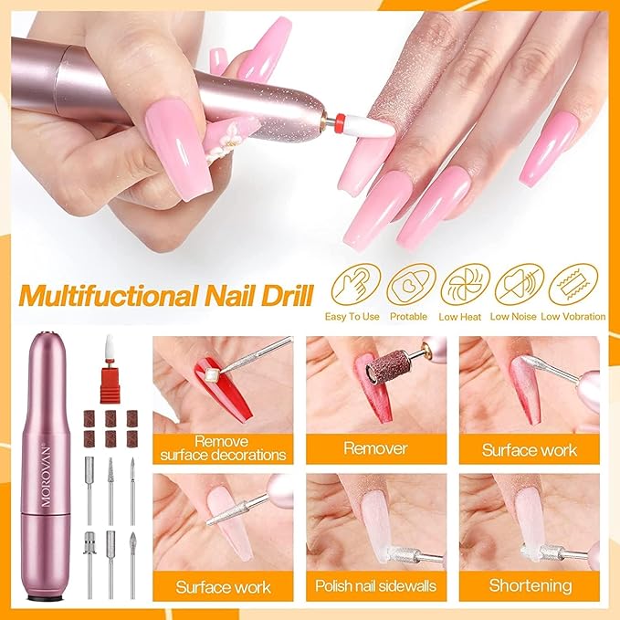 Morovan Acrylic Nail Kit for Beginners: Professional Nails Kit Acrylic Set With Everything Complete Starter Set - with 3 Colors Powder and Glitter Powder