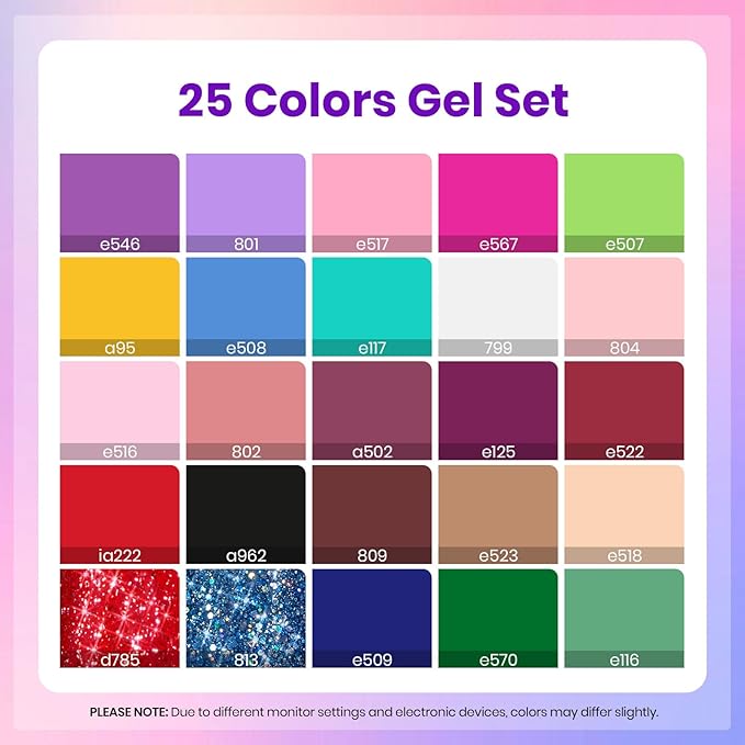 Beetles Gel Nail Polish Set, 25 Colors Color Dairy Polish Kit, Nude Black Brown Red Color Gel Nails with Base Coat Glossy & Matte Top Coat Colorful Bottles UV Led Soak Off Gifts for Women