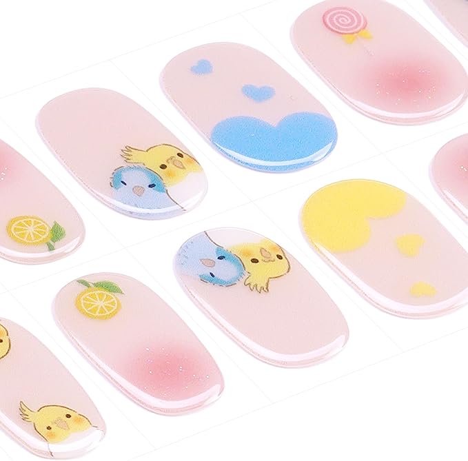 DANNI & TONI Kids Gel Nail Strips Chick Lollipop Orange Salon-Quality Peel & Stick Manicure for Children (Age 6+)– Safe, Long-Lasting, Easy to Apply | Cluck Cute