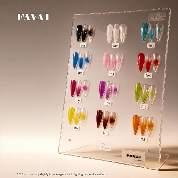 FAVAI ICE Collection (#I) 12 Colors Airbrush Gel Nail Polish Air Gel Set - 12 Crystal Translucent Colors for Stunning Nail Art 12 * 10ml