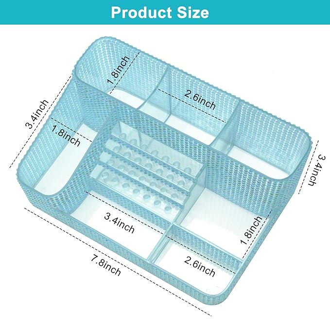 ANRUI Nail Drill Bit Holder, 28 Holes Plastic Nail Drill Machine & Bits Storage Case, Professional Nail Desk Organizer for Manicure Tools Gift for Women and Girls- Diamond Blue