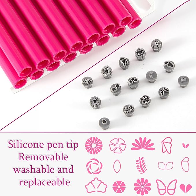 15Pcs Nail Art Stamping Pen For Nails Set - Butterfly Flower Different Patterns Nail Transfer Pen Nail Stamping Design Kit Painting Pens For Nails Manicure Design Tools DIY Nails Supplies