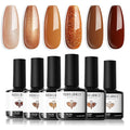 modelones Gel Nail Polish Set, 6 Colors Winter Dark Nude Brown Gel Polish Glitter Pearl Cinnamon Tawny Orange Cherry Mocha Nail Polish All Skin Tones Soak OFF LED Nail Art DIY Gift