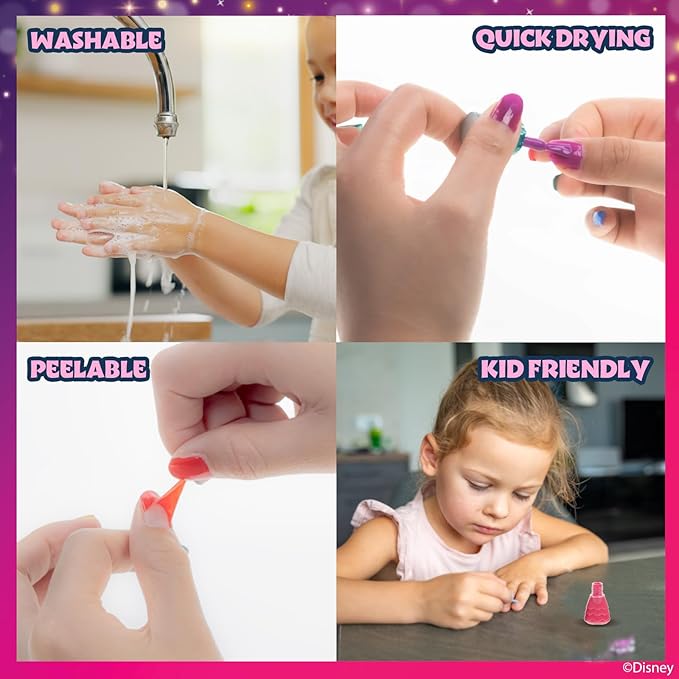 Townley Girl Disney Princess 18 Piece Water-Based Nail Polish Set, Quick Dry and Peels-Off, Nail Paint Set for Girls Ages 3