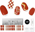 Semi Cured Gel Nail Strips with 30 Pieces - UV Gel Stickers, Manicure Kit, Easy Application Wraps Includes Prep Pads, Nail File, Wooden Stick - UV Light Required (Retro Rust)