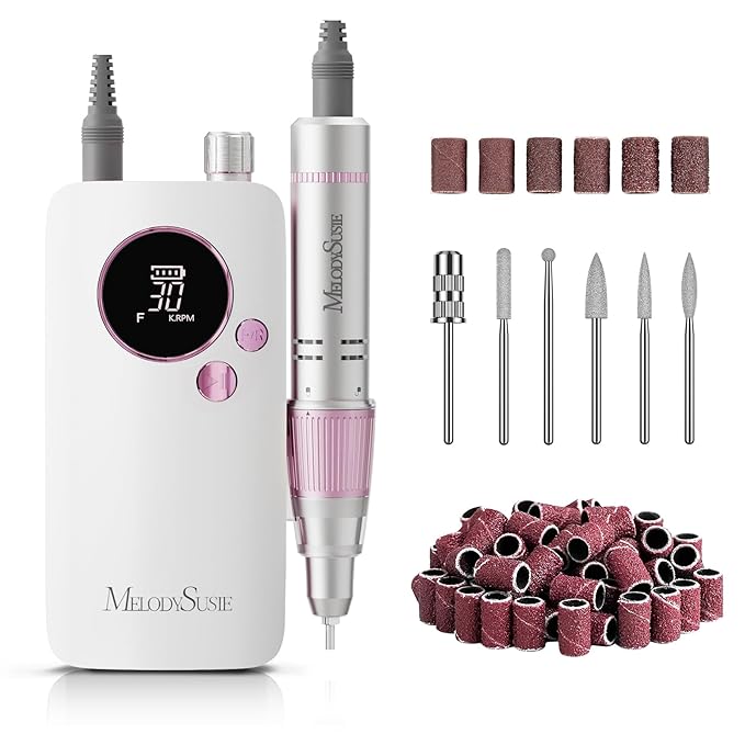MelodySusie Entry-Level Clip-On Rechargeable Nail Drill, SC320F 30000RPM E-File with Pastel & Colorful Design for Manicure Shaping & Gel Removal, Ideal for Training, Nail Art Practice & Home Use.