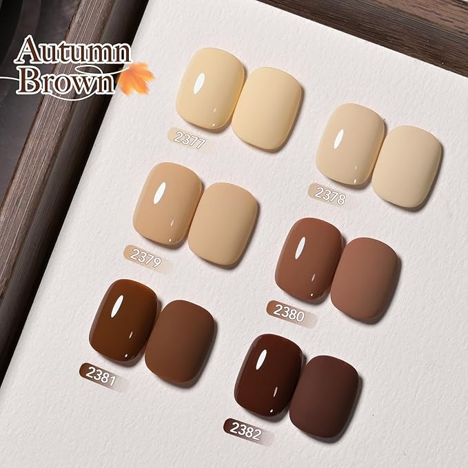 GAOY Nude Brown Gel Nail Polish Set, 6 Colors Beige Chocolate Soak Off UV Light Cure Gel Polish Kit for Salon and Nail Art DIY at Home