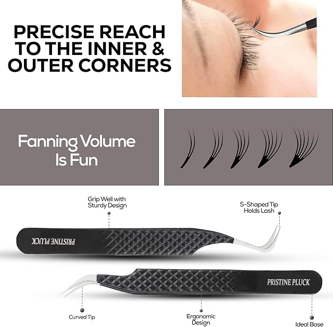 5-Piece Eyelash Extension Tweezers Set Precision Lash Tweezers with Anti-Slip Grip with fiber tip lash tweezers Tools for Lash Artists & eyelash tweezers for women (eyelash set black)