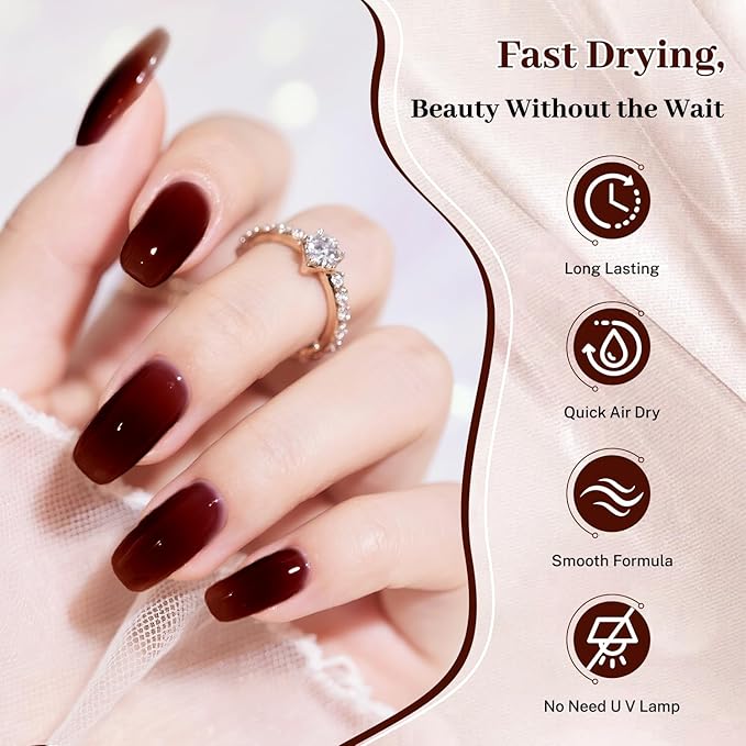 16.5ml Jelly Dark Red Nail Polish Large Volume Quick Dry Nail Polish, Long Lasting Shine, Fingernail Toenail Nail Art DIY Home Travel Nail Art Gift