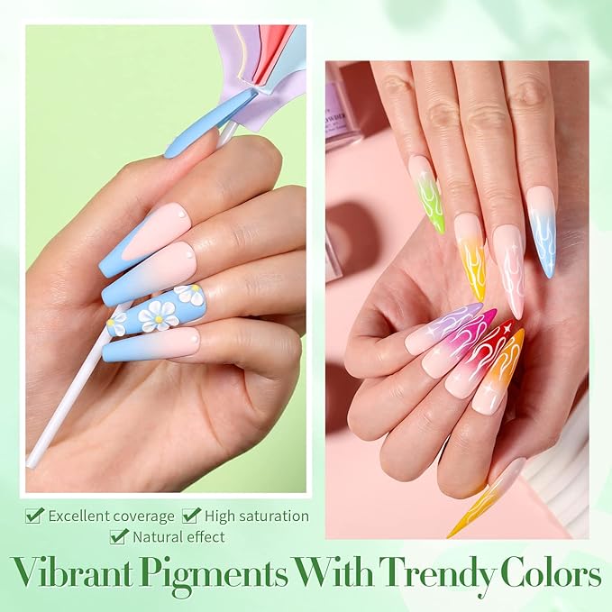 BORN PRETTY Acrylic Powder Set 36 Colors Acrylic Nail Powder Nude Pink Burgundy Red Green Blue White All Seasons Professional Polymer 3D Nail Art Kit for French Extension Carving Valentines Day Gift